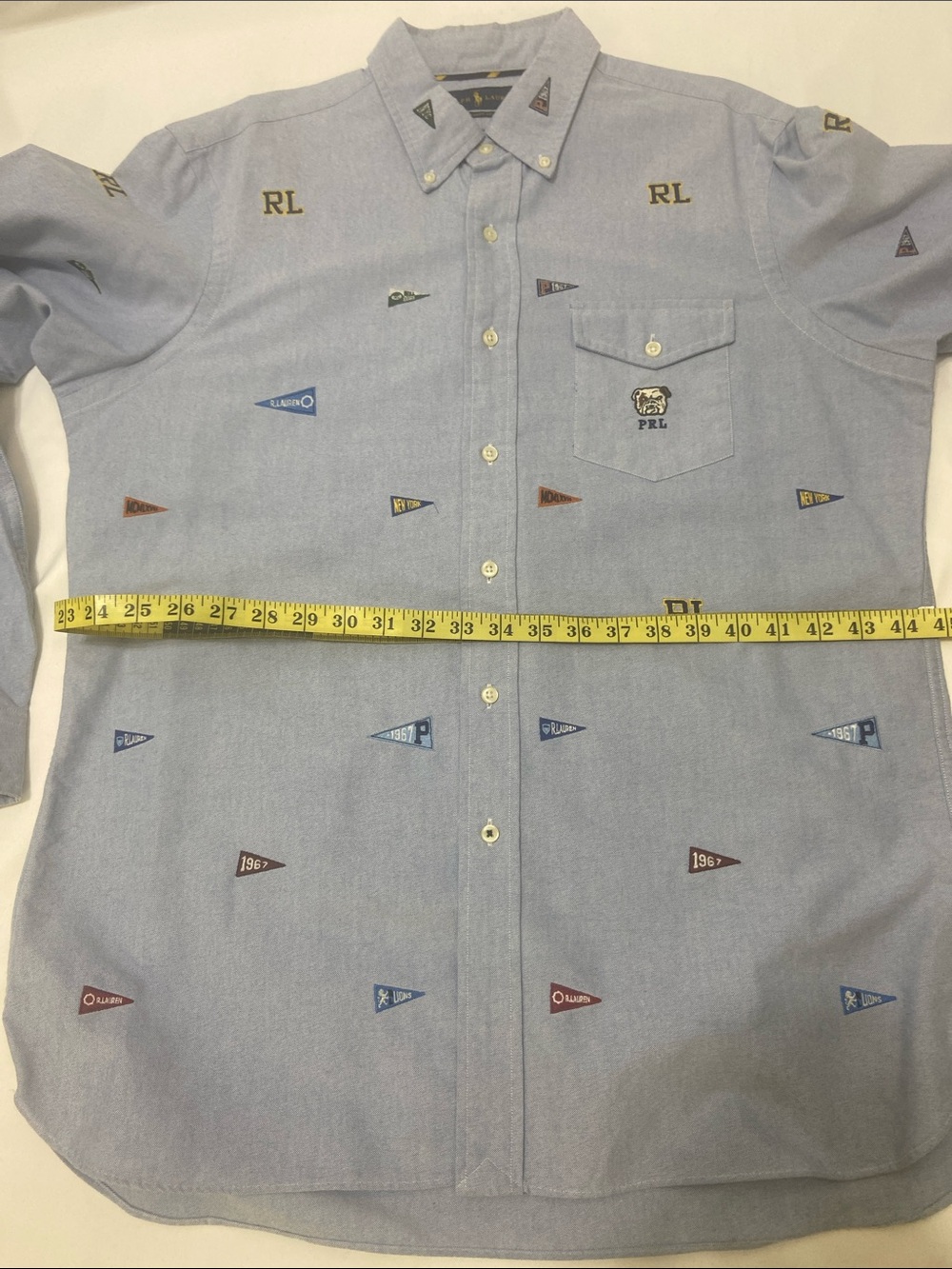 Ralph Lauren Light Blue ButtonDown Oxford Shirt with Embroidered Pennants.Size-L - Picture 7 of 14